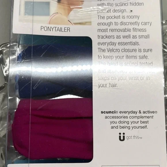 Scunci Fashionably Fit 2-in-1 Hair and Wrist Band - Pink and Purple - Picture 2 of 2
